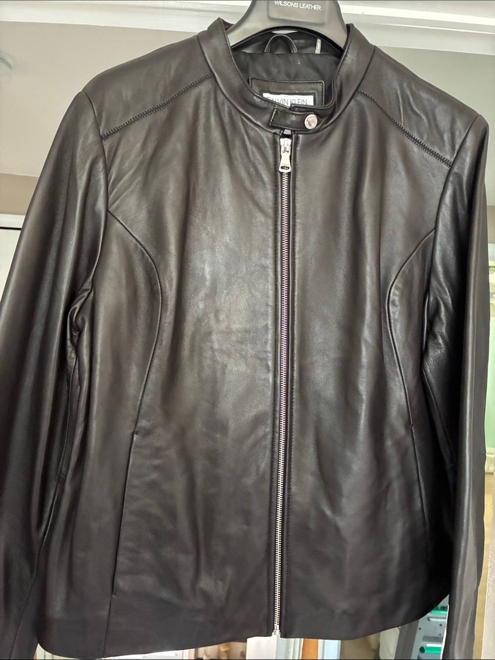 Calvin Klein Black Leather Zip Jacket